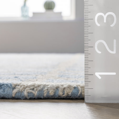 Corrigan Studio® Launceston Handmade Tufted Wool Blue/Ivory Area Rug